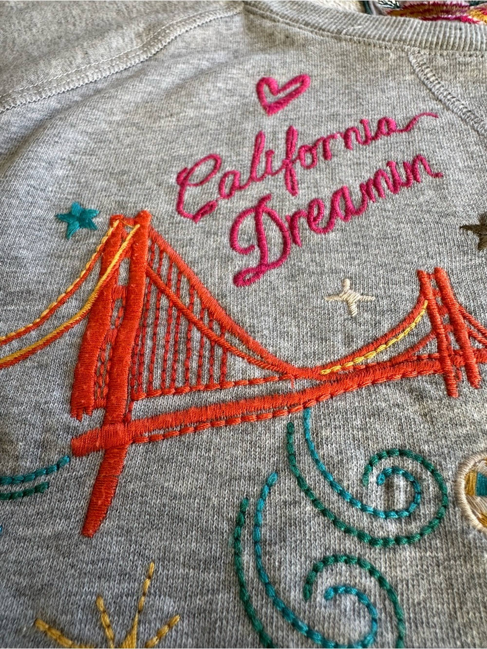 JOHNNY WAS California Dreamin' Whimsical Embroidered Sweatshirt Large or M Rare - Picture 8 of 9